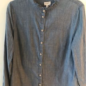 Womens J Crew Crystal Button Shirt